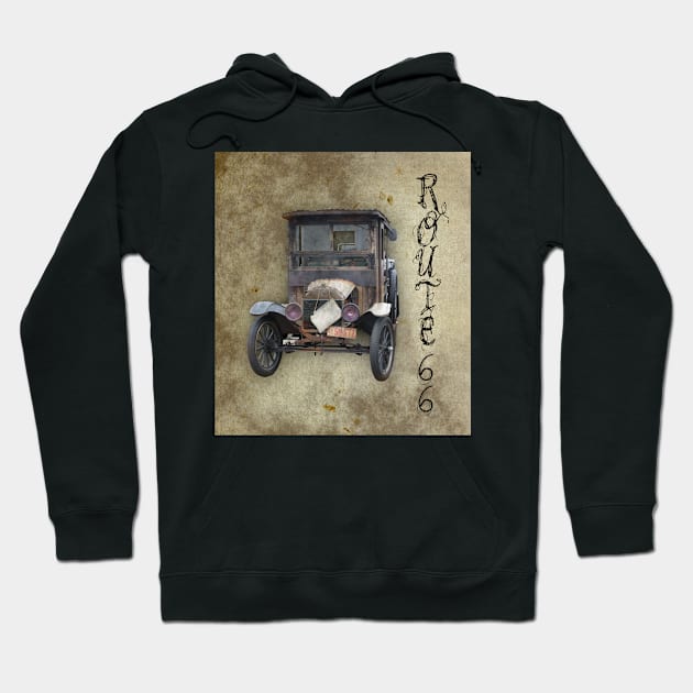 Antique Automobile and Old Route 66 Hoodie by ButterflyInTheAttic